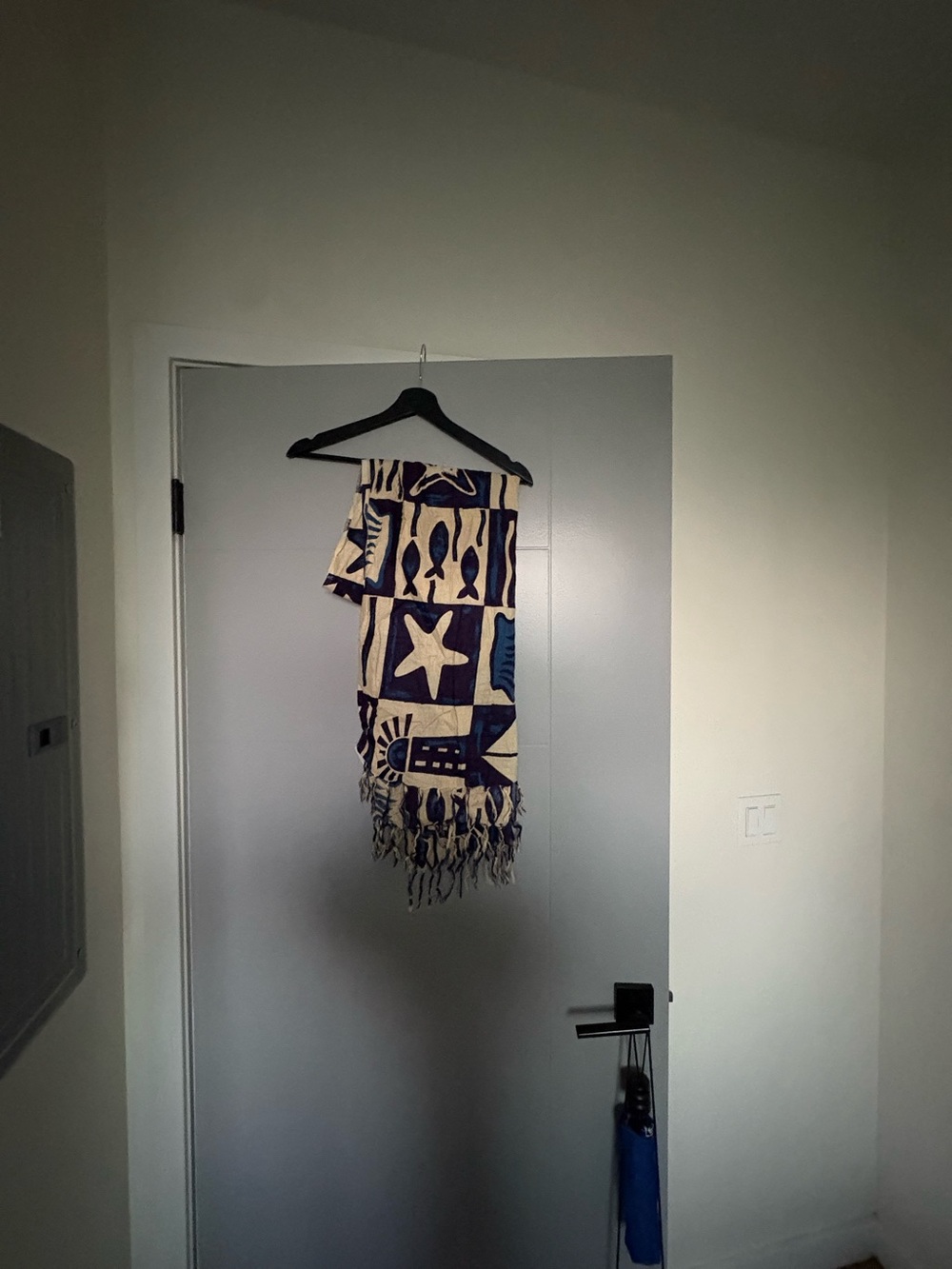Navy Blue & Cream Nautical Tapestry Scarf Throw